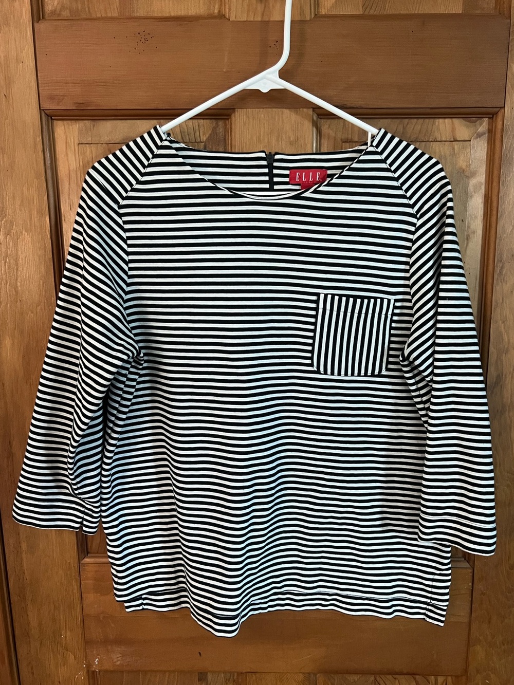 Elle 3/4 sleeve black white striped top